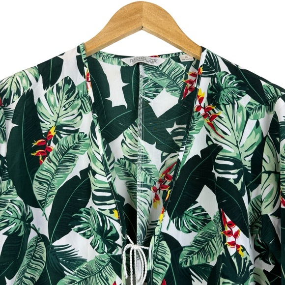 Rachel Zoe Swim Coverup Duster Kimono One Size Green White - Picture 6 of 10